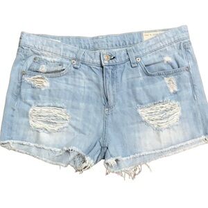 - Rag & Bone Light Blue Distressed Denim Cotton Shorts